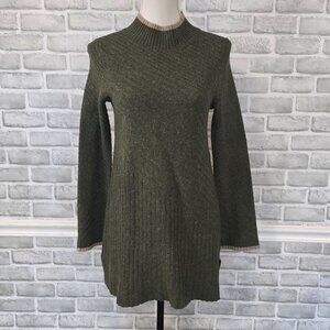 Adventura Wool Blend Sweater Dress Green Med Cozy Knit Cabincore Preppy
